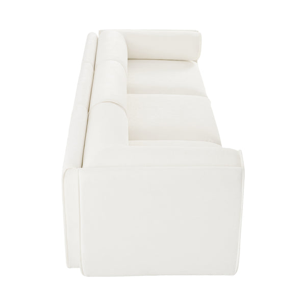 English Elm Elegant White Chenille Sofa With Hidden Storage, Ergonomic Support, & Modular Design For Modern Living W714S01037