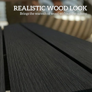 English Elm Lawn Curved Hdpe Outdoor Bench Wood Grain Slatted Two Person Patio Seating Black T3971P475996