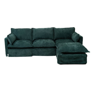 English Elm 93.31" Modular L-shaped Sectional with Movable Ottoman Chenille 4-seat Living Room Sofa Green W2795S00038