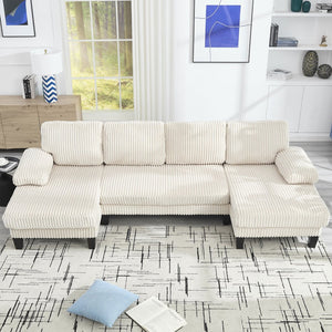 English Elm U-Shaped 4-Seat Sofa With Double Chaise - Luxurious Velvet Comfort For Modern Living Spaces W2705S00014-GIGA