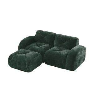 English Elm L-shaped Velvet Sectional Sofa Tufted Modular Design with High Density Foam Boneless Build Green W714S01593