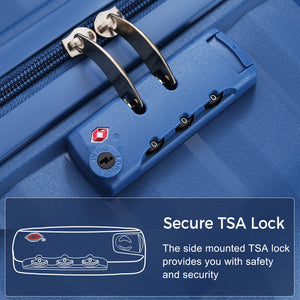 English Elm Premium Polypropylene Hard Shell Luggage Set Three Piece with Tsa Locks Spinner Wheels Blue N726P460073N