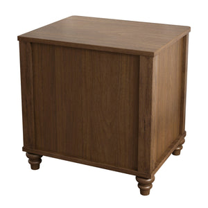 English Elm Fluted Oak Finish Nightstand with Three Drawers Mid Century Modern Bedroom Side Table Walnut W1716P298926