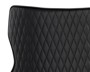 Sunpan Gianni Dining Chair - Elegant Faux Leather Upholstery with Diamond Stitching and Gold Accents Dillon Stratus / Dillon Black