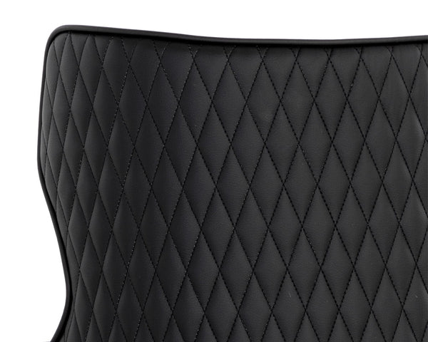 Sunpan Gianni Dining Chair - Elegant Faux Leather Upholstery with Diamond Stitching and Gold Accents Dillon Stratus / Dillon Black