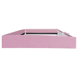 English Elm King Velvet Kids Platform Bed with Padded Guardrails Staircase and Storage Ottoman Pink+White SF000204AAH