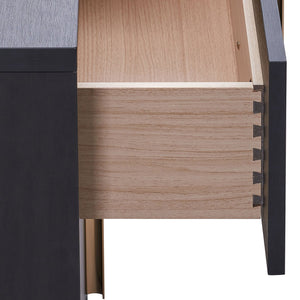 English Elm James White Glam Dresser with Mirror Gold Hardware Six Drawers Bedroom Vanity Set B062S01756