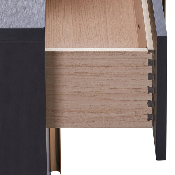 English Elm James White Glam Dresser with Mirror Gold Hardware Six Drawers Bedroom Vanity Set B062S01756