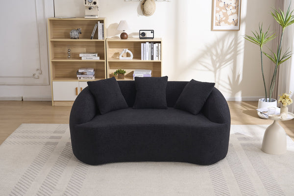 English Elm Ly-049s Curved Chenille Loveseat with Boneless Frame for Modern Living Spaces Black W2231P402442