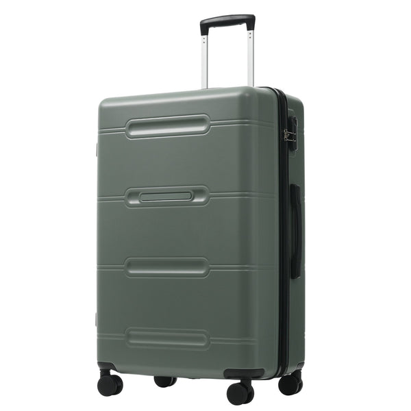 English Elm 6 Piece Hardshell Abs Travel Set with Spinner Wheels Combination Lock and Toiletry Bag Army Green N732P391465F