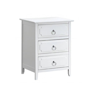 English Elm Daniel 3-Drawer Nightstand White with Polished Nickel Hardware, Dovetailed Drawers, Fully Assembled B078P408782