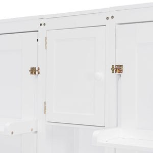 English Elm Dual Twin Murphy Beds with Built-In Cabinets & Shelves for Space-Saving Guest Rooms and Studios White N820S00058K