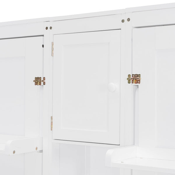 English Elm Dual Twin Wall Murphy Beds with Storage Tower Shelves for Kids or Guest Rooms White N820S00058K-1