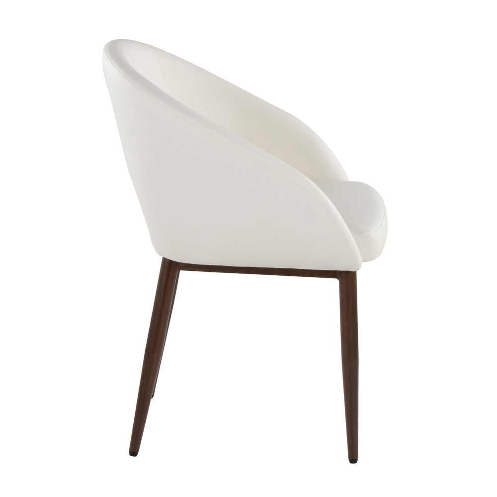 English Elm Chair Set of Two with Tapered Walnut Metal Legs and Off-white Upholstered Seats Walnut,White B202S02118