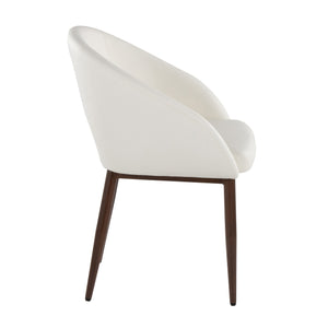 English Elm Chair Set of Two with Tapered Walnut Metal Legs and Off-white Upholstered Seats Walnut,White B202S02118