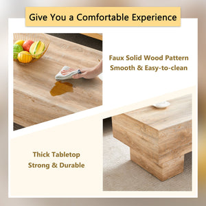 English Elm Modern Light Wood Texture MDF Coffee Table 43.3"x21.6"x17.2" — Spacious Top, Sturdy Legs, Easy Clean Finish W1151P295247