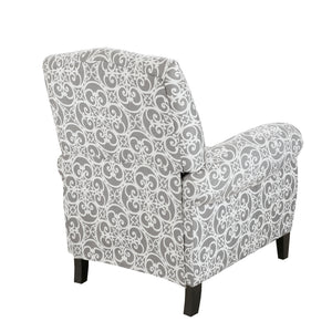 JLA Home Madison Park - Push Madison Park Kirby Recliner — Grey Fretwork Upholstery, High Camel Back, Removable Cushion, 300 lb Capacity MP103-0610