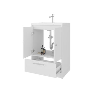 English Elm White 36" 2-Door Freestanding Bathroom Vanity with Sink, Bottom Drawer Storage, Clean Timeless Look B062P355544