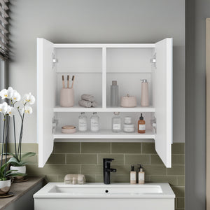 English Elm Medicine Cabinet White with 2 Doors, 3 Shelves & Dual Mirrors for Compact Bathroom Storage and Style B097P369442