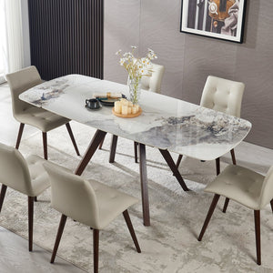 English Elm Retractable Sintered Stone Extendable Dining Table Seats 8 Modern Minimalist Base W5630P456161