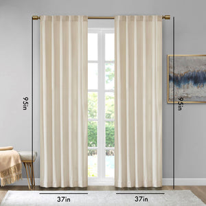 English Elm Room Darkening 510 Design Colt Poly Velvet Window Panel Pair Ivory 37x95" OEKO-TEX, Plush, Privacy Drapes B03594990