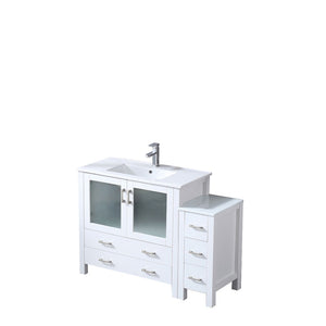 English Elm White Single Bath Vanity With Side Cabinet, Durable Ceramic Top & Faucet Set - Modern Storage Solution B2731S01198-GIGA