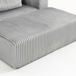 English Elm Oversized Corduroy Floor Lounge Chair with Modular Ottoman All Foam Deep Seat Grey W3326S00029