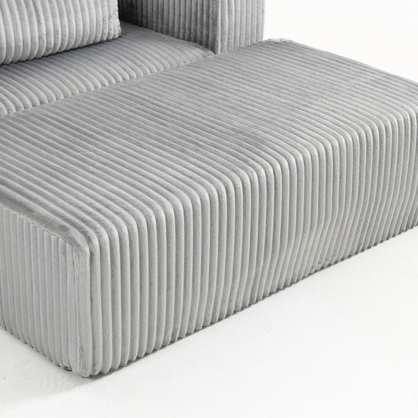English Elm Oversized Corduroy Floor Lounge Chair with Modular Ottoman All Foam Deep Seat Grey W3326S00029
