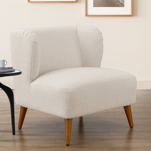English Elm Veda Boucle Accent Chair Milky White - Cozy Armless Wrapback Design, Pocket Coil Seat, Chestnut Legs B050P229957