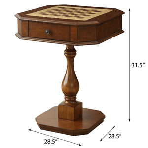 English Elm Cherry Game Table Chess Top with 2 Drawers, Sturdy Pedestal Base, Wood Veneer Finish for Playtime and Display B062P186554