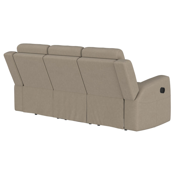 English Elm Slater Manual Reclining Sofa with Channel Tufted Back and Suede Leatherette Upholstery Taupe B062P440392