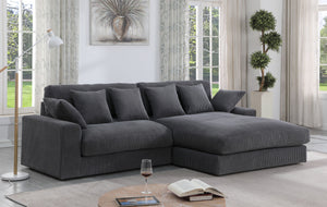 English Elm Astra Reversible Corduroy Sectional Sofa with Chaise Six Pillows Living Room B2749S00233