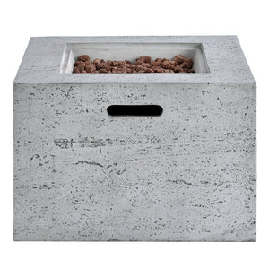 English Elm U_style Mgo Square Propane Fire Pit 40000 Btu Stone Texture Patio Table with Lava Rocks Gray N711P410544E