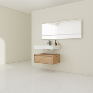 English Elm 30-Inch Wall-Mounted Bathroom Vanity With Resin Sink, Soft-Close Drawer, Modern Oak Finish Design W999S00256
