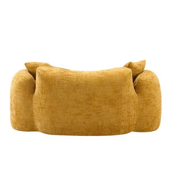English Elm Yellow Curved Two-Person Compressed Sofa with Chenille Fabric, Spring Support, 2 Pillows, No-Assembly W3612P350748