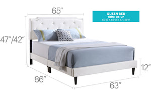 English Elm Deb Cappuccino Queen Bed with Tufted Adjustable Headboard, All-In-One Box, Sturdy Slat Support System White 5.5 L x 22.5 W x 65.5 H B078112130