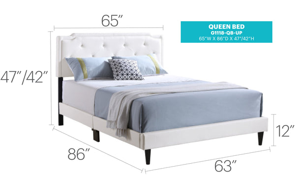 English Elm Deb Cappuccino Queen Bed with Tufted Adjustable Headboard, All-In-One Box, Sturdy Slat Support System White 5.5 L x 22.5 W x 65.5 H B078112130