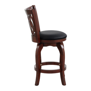 English Elm Comfortable Swivel Counter Height Chair - Dark Cherry Faux Leather, Solid Wood Frame For Stylish Seating B011P238918