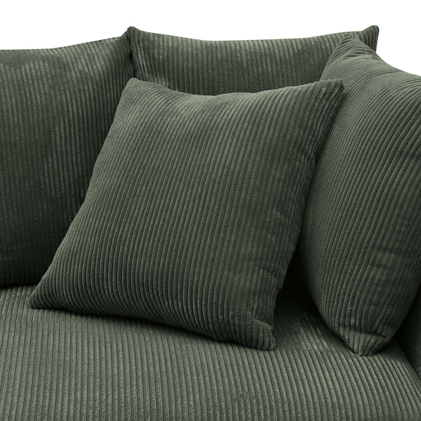 English Elm Large Corduroy Modular Sectional Sofa Sleeper with Ribbed Texture for Open Living Dark Green B2748S00012
