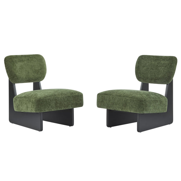 English Elm [set of 2] Beige Polyester Barrel Lounge Chairs with Black Wood Base for Living Room Black+Green N767P373046G