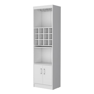 English Elm Lowa Elegant Bar Cabinet with Built-In Wine Rack, Ample Shelving and Dual Door Storage for Entertaining White 42.13 L x 18.51 W x 9.45 H B128P189929