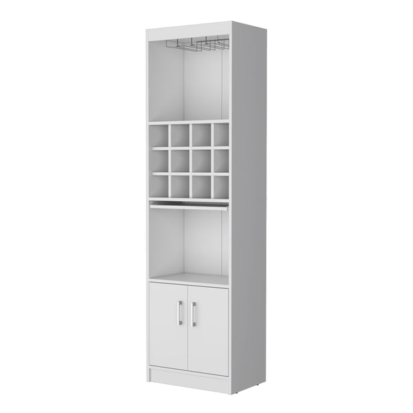 English Elm Lowa Elegant Bar Cabinet with Built-In Wine Rack, Ample Shelving and Dual Door Storage for Entertaining White 42.13 L x 18.51 W x 9.45 H B128P189929