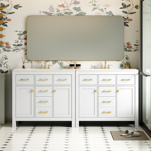 English Elm 72'' Modern Bathroom Vanity Set With Ceramic Sink, Solid Wood Frame, Ample Storage & Sleek Design N710SS00011K