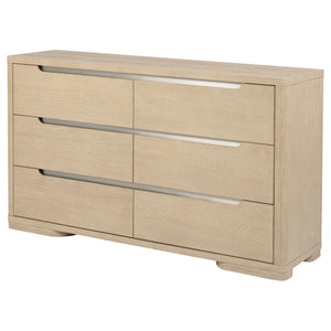 English Elm Mirador Six Drawer Elm Veneer Dresser with Brushed Nickel Pulls for Modern Bedrooms B062P447745