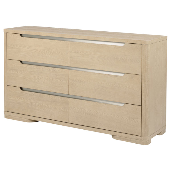 English Elm Mirador Six Drawer Elm Veneer Dresser with Brushed Nickel Pulls for Modern Bedrooms B062P447745