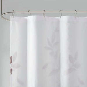 JLA Home Madison Park - Burnout Botanical Shower Curtain with Textured Burnout Detail, Water-Resistant, Machine Washable Elegance Mauve MP70-6630