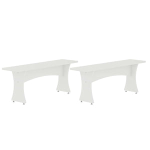 English Elm Coney Dining Bench with Curved Silhouette and 550 lb Capacity, Sleek MDF Frame for Modern Homes White B365P398210
