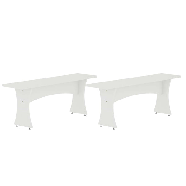 English Elm Coney Dining Bench with Curved Silhouette and 550 lb Capacity, Sleek MDF Frame for Modern Homes White B365P398210
