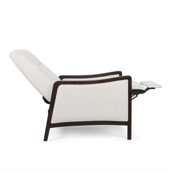 English Elm Christopher Knight Home® - Fabric Recliner Chair Mid-Century Push-Back Upholstered Armchair with Thick Cushion and Birch Frame Beige 70449.00BGE