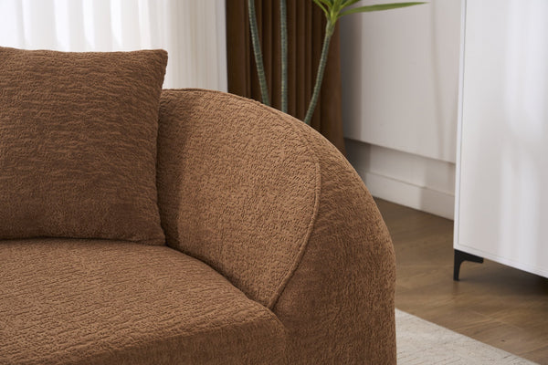 English Elm Ly-048 Sculpted Chenille Chaise Lounge Convertible Sleeper Sofa for Modern Living Spaces Caramel W2231P401723